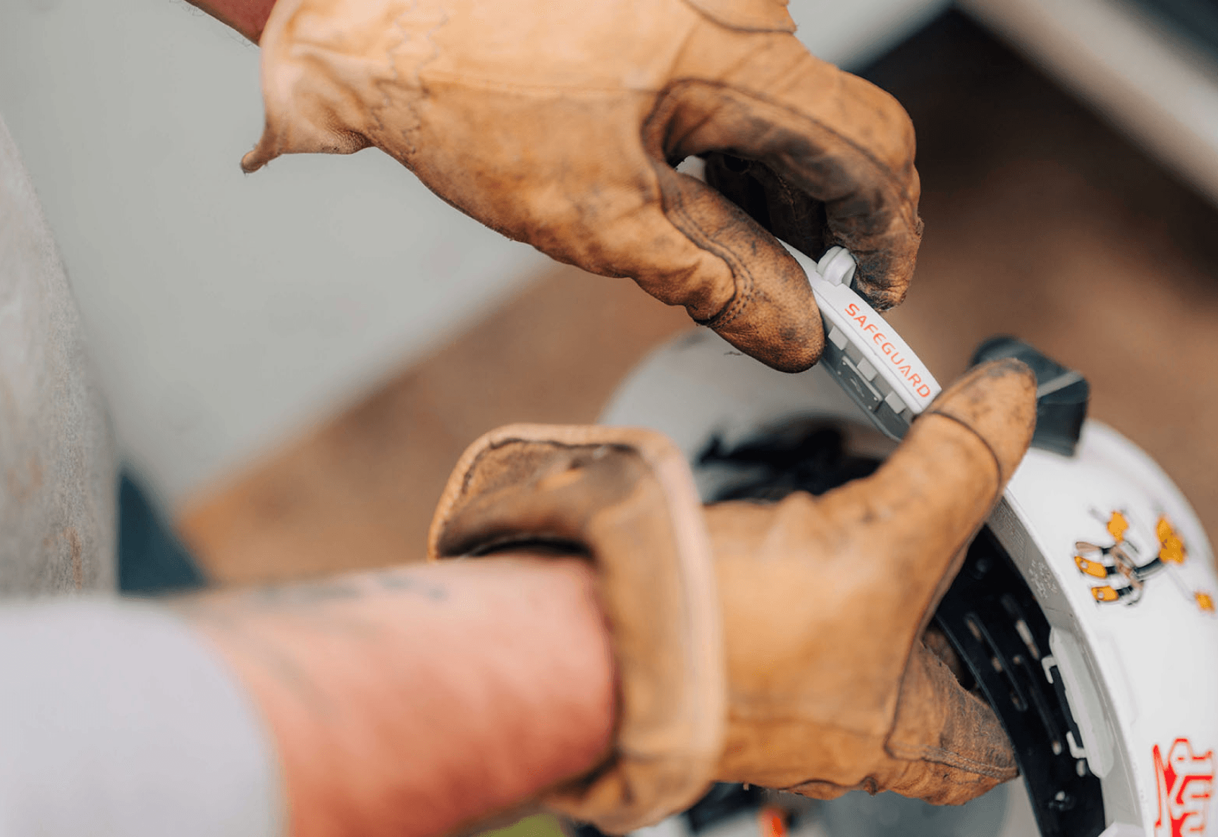 Compass wearable mounted to a worker’s hard hat in the field