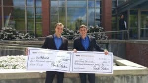 Brandon Bledsoe and Tim Ledford winning $6,500. University of Idaho Entrepreneur Competition.