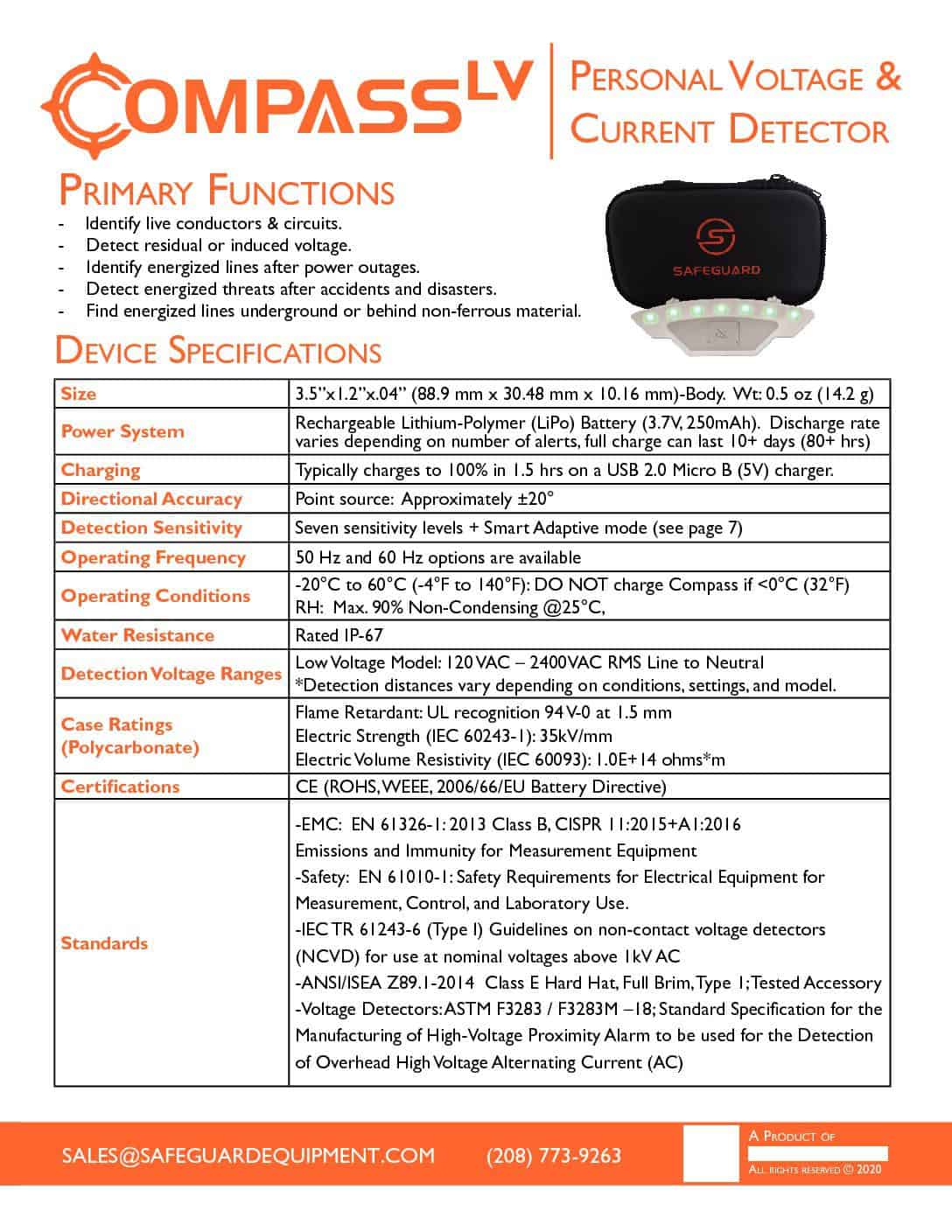 LV Specs Page - Safeguard Equipment